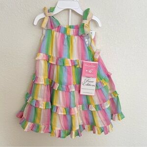NEW Rare Editions Baby Girl 2pcs Striped Dress with Lurex Size 12M NWT